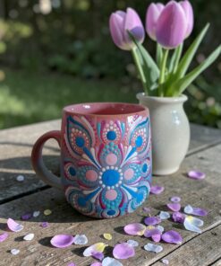 Mandala bögre kék-rózsaszín