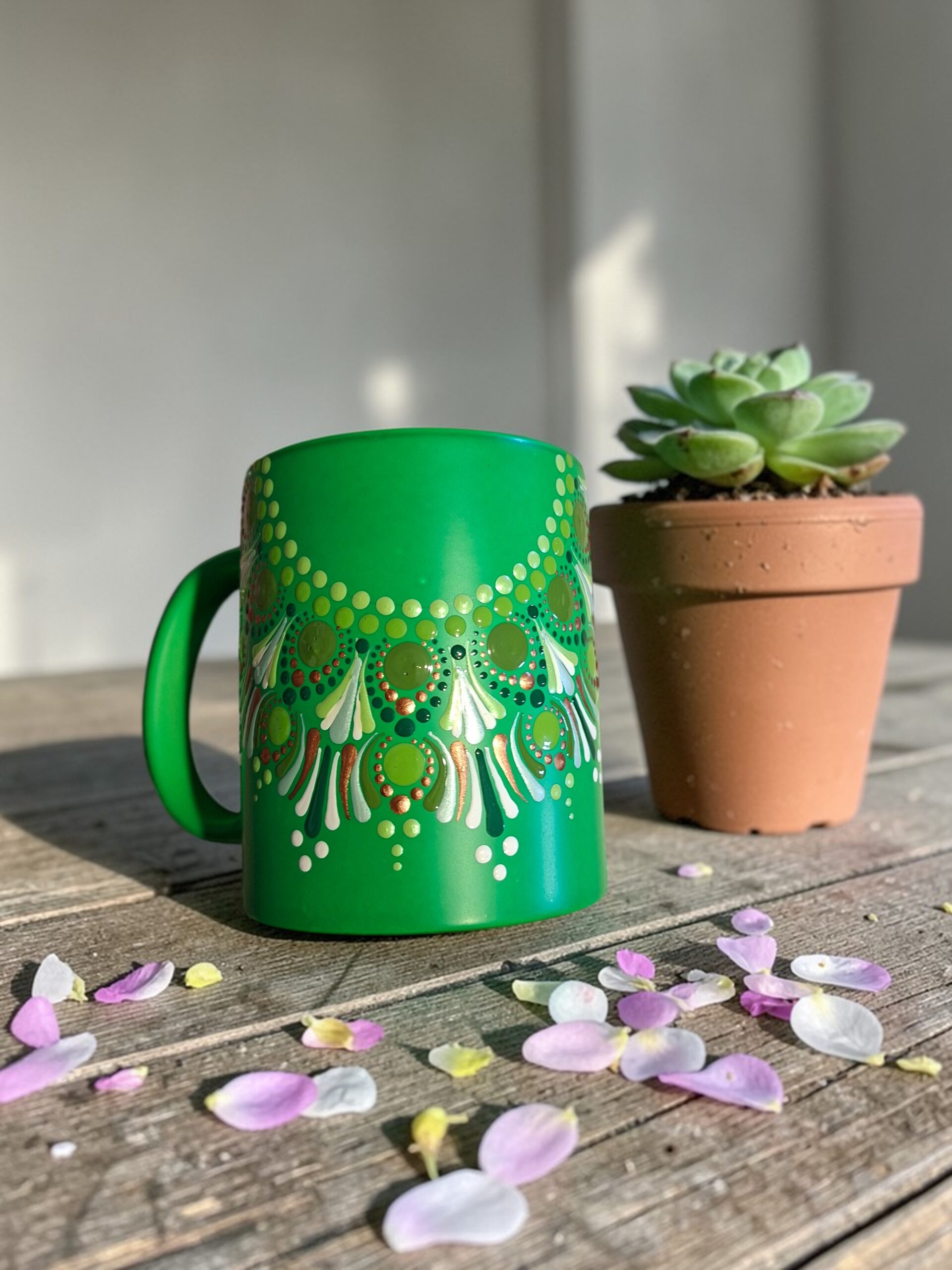 Mandala bögre-zöld