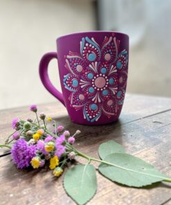 Magenta Óriás – 8 dl-es Kézzel Pontozott Mandala Bögre