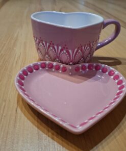 Szív cappuccinós bögre alátéttel