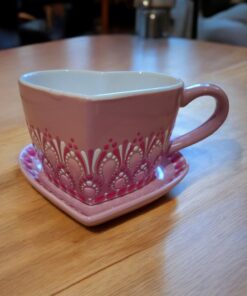 Szív cappuccinós bögre alátéttel