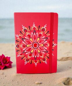 Mandala notesz A5-ös- piros, arany